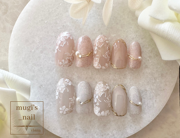 ネイルチップ No.59 フラワーネイル nail ジェルネイル 1枚目の画像