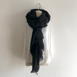 大判　ベルギーリネンストール　ブラック　200×115 長さ変更可　250cmまで 2枚目の画像