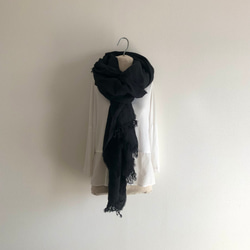 大判　ベルギーリネンストール　ブラック　200×115 長さ変更可　250cmまで 4枚目の画像