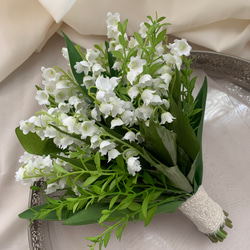 チューリップ♡白とグリーンのウェディングブーケ＆ブートニア