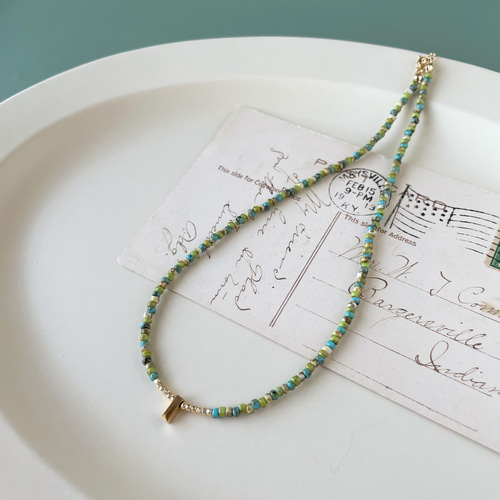 ビーズネックレス ミックスグリーン ネックレス・ペンダント le matin