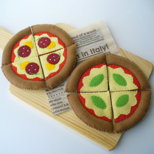 受注製作」ピザ＊マルゲリータ＆ミックス フェルトままごと、分数の