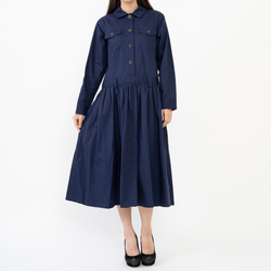 CUT JUMPSUITS DRESS / NAVY［ツナギのようなワンピース］ 2枚目の画像