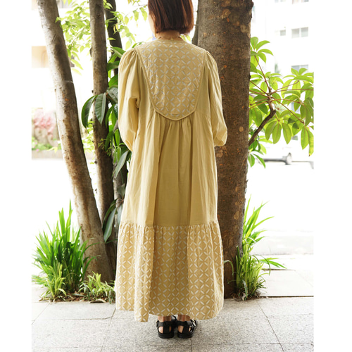 DAMA collection リバースアップリケワンピース　インド綿　11R 完売】リバースアップリケ・ワンピ（NK23-013-beige） ワンピース