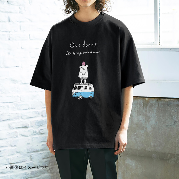 厚みのあるBIGシルエットTシャツ「Outdoors」 /送料無料 1枚目の画像