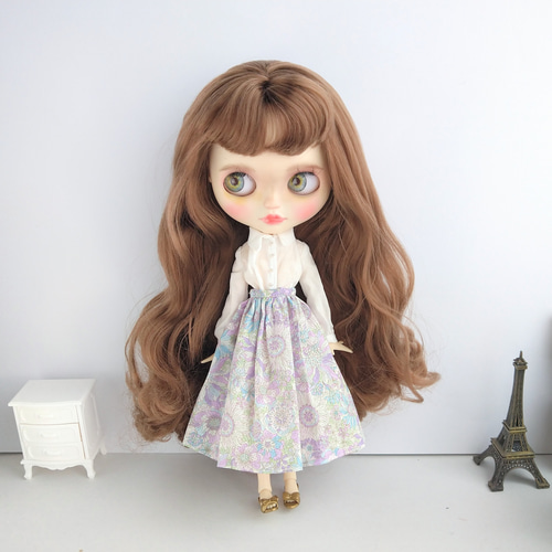 828※春服・紫の花柄ロングスカート※ブライスアウトフィット※1/6 828※春服・紫の花柄ロングスカート※ブライスアウトフィット※1/6
