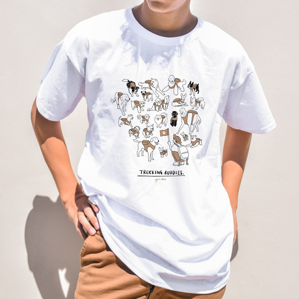 全15色☆Tシャツ【トレッキングバディ】シンプルモノトーン　犬　アウトドア　キャンプ　動物 4枚目の画像