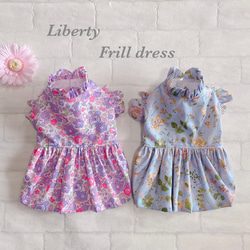 犬服✨リバティ フリル付きワンピース 犬用 犬の洋服 わんこ服
