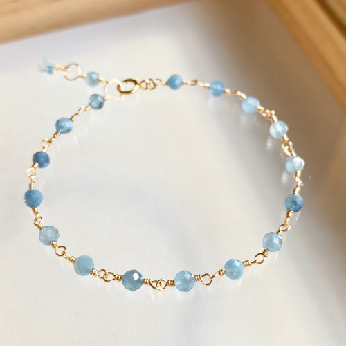 14kgf アクアマリン⟡.·ベリルのブレスレット⋆˙⟡ ミックス ベリル ブレスレット アクアマリン レア 大粒 天然石