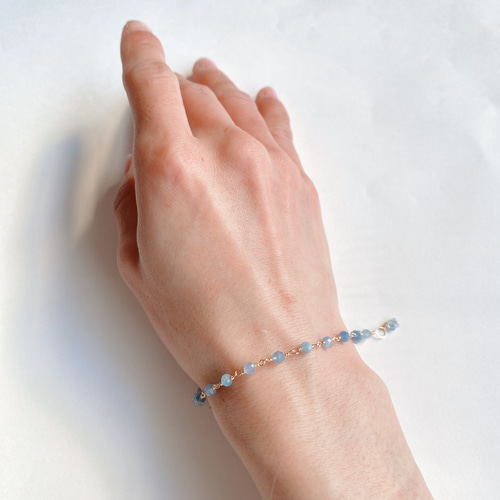 3月誕生石】14kgf ディープブルー アクアマリンのブレスレット ac/619