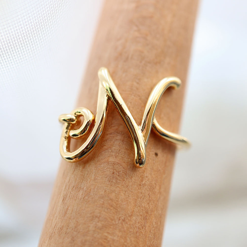 金アレ対応 真鍮製 アルファベット イニシャル オープンリング 1個