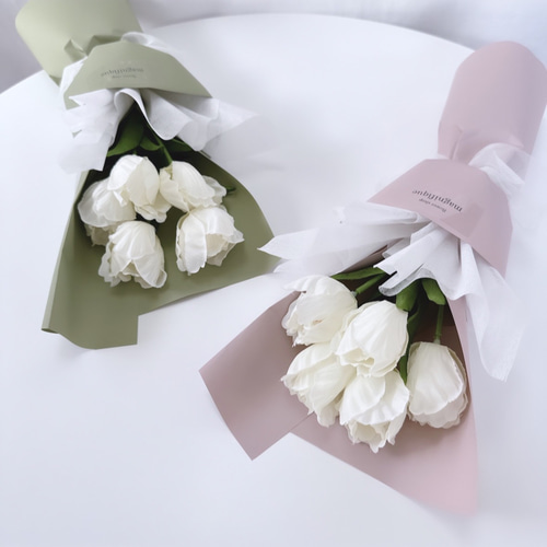 チューリップの花束 ラッピングブーケ アーティフィシャルフラワー