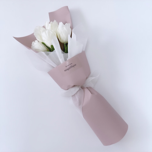 チューリップの花束 ラッピングブーケ アーティフィシャルフラワー