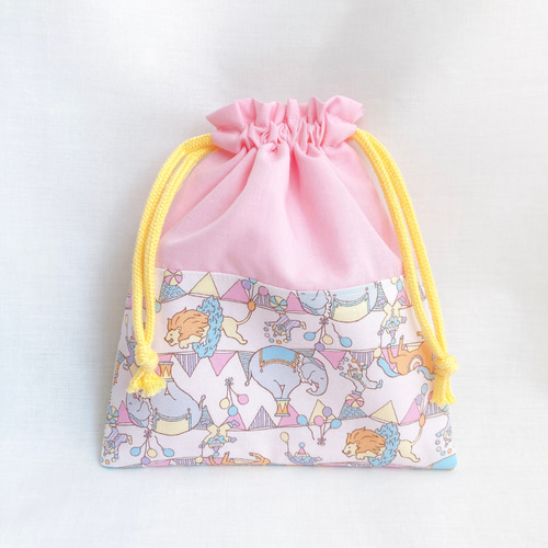 SALE✳︎ハンドメイド✳︎巾着うさぎ✖️チェックコップ袋などにも♪母