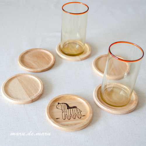 選べる木製コースター3枚セット【名入れ無料】ウッドバーニング