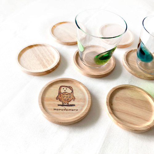 選べる木製コースター3枚セット【名入れ無料】ウッドバーニング