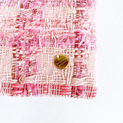 カラフルツイードのふたつきダブルポケットのポケットティッシュケース(ピンク) 8枚目の画像