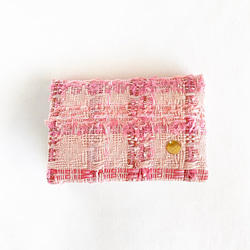 カラフルツイードのふたつきダブルポケットのポケットティッシュケース(ピンク) 6枚目の画像