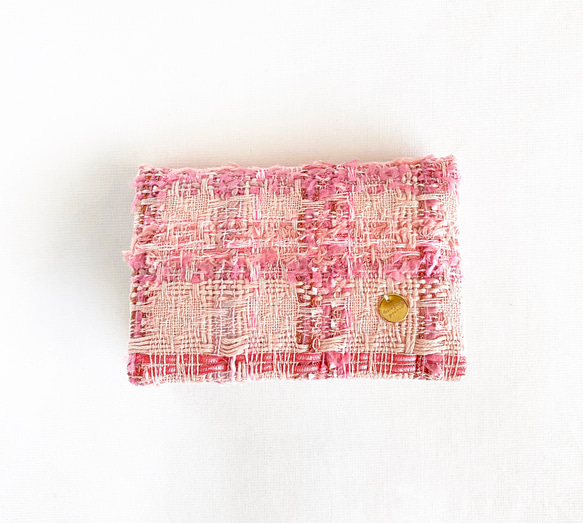 カラフルツイードのふたつきダブルポケットのポケットティッシュケース(ピンク) 6枚目の画像