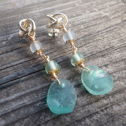 Seaside Romanglass Earrings☆ローマングラス☆一点物 11枚目の画像