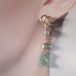 Seaside Romanglass Earrings☆ローマングラス☆一点物 4枚目の画像