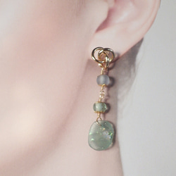 Seaside Romanglass Earrings☆ローマングラス☆一点物 5枚目の画像