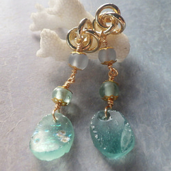 Seaside Romanglass Earrings☆ローマングラス☆一点物 9枚目の画像