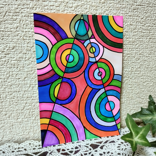 障害者アート 手描きイラスト 原画 アート カラフル インテリア