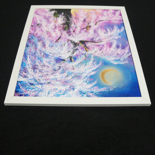 油絵 絵画 【夜桜の三日月】 絵画 HR 通販 15583634｜Creema