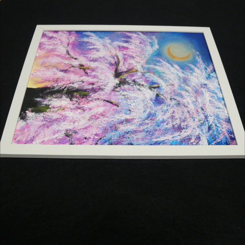 油絵 絵画 【夜桜の三日月】 絵画 HR 通販 15583634｜Creema