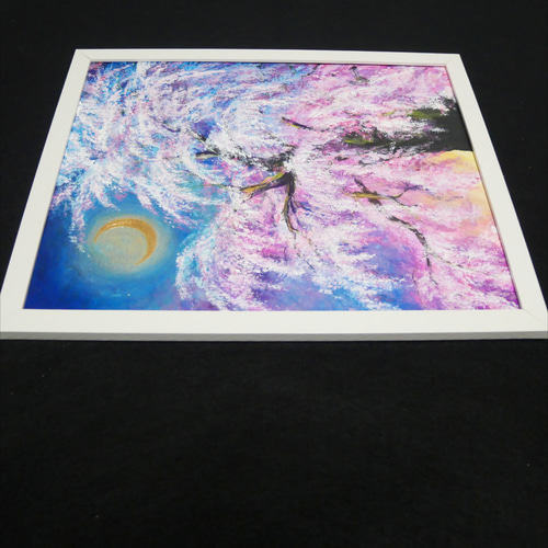 油絵 絵画 【夜桜の三日月】 絵画 HR 通販 15583634|Creema 油絵 絵画 【夜桜の三日月】 絵画 HR 通販 15583634|Creema