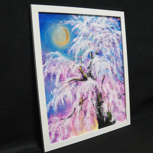 油絵 絵画 【夜桜の三日月】 絵画 HR 通販 15583634｜Creema