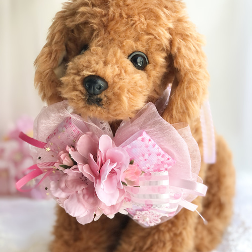 犬お花チョーカー《桜ピンク》 犬猫アクセサリー 写真撮影 犬お花チョーカー《桜ピンク》 犬猫アクセサリー 写真撮影