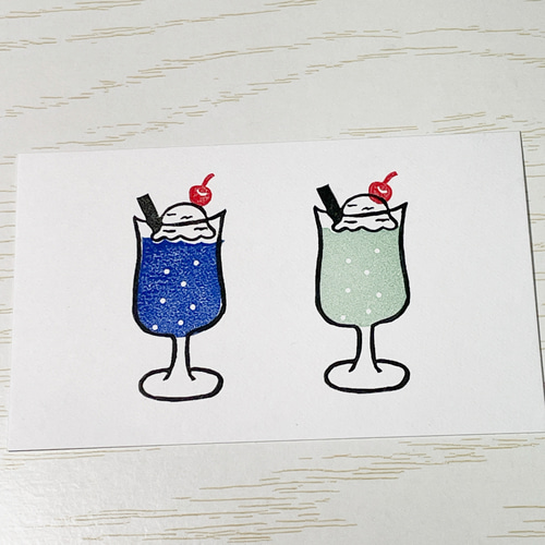 消しゴムはんこNo.159 クリームソーダ thank you 消しゴムはんこNo.159