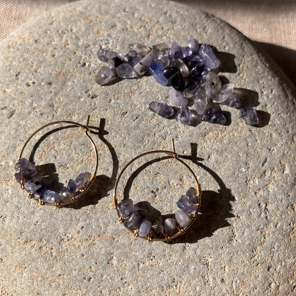 Iolite Hoop Earrings – アイオライト – 1枚目の画像