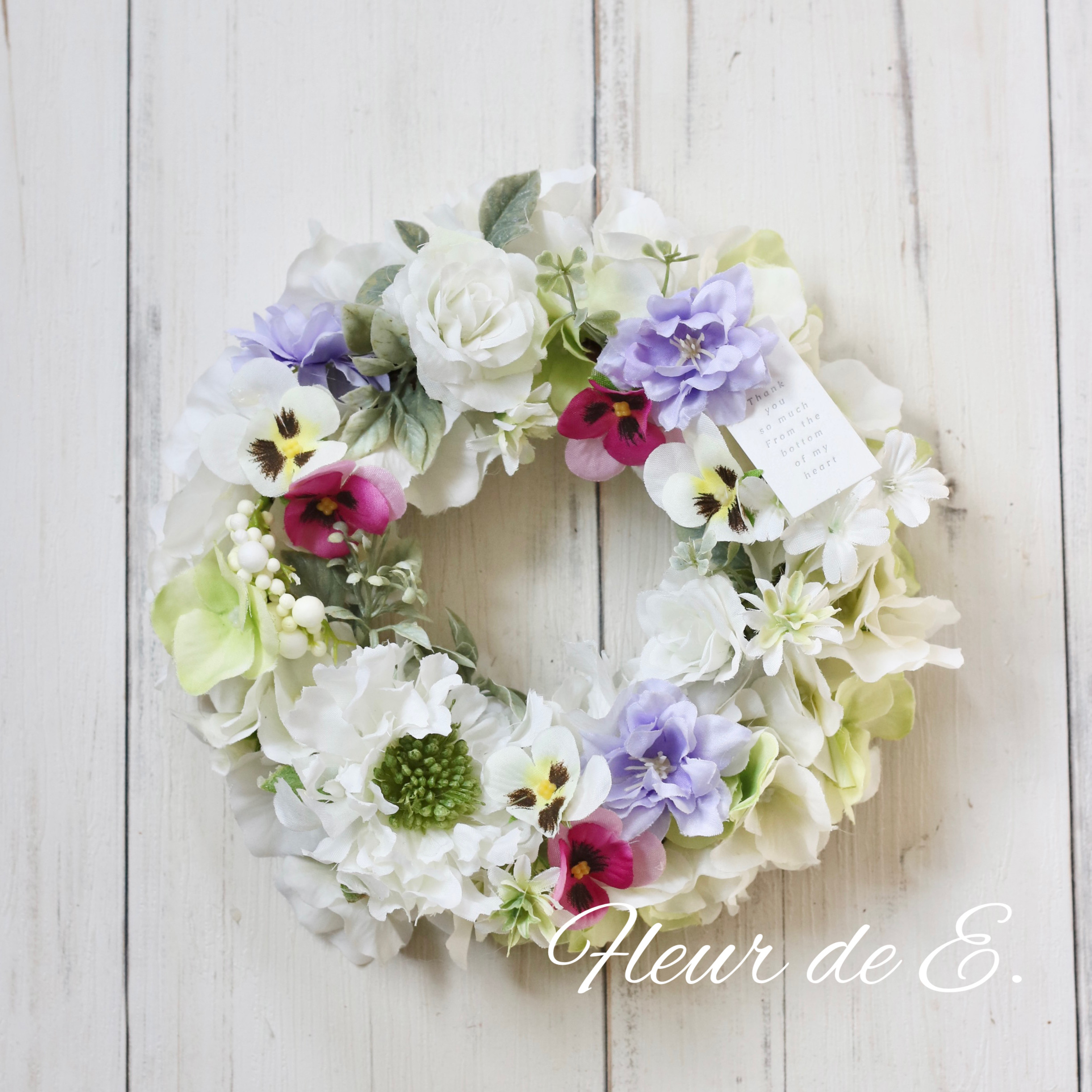 アーティフィシャルフラワー リース 22センチ リース Fleur de E