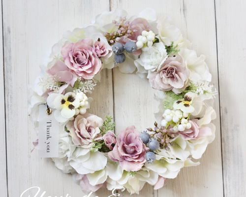 フラワー・リース 25114 FLOWER WREATH CLOCK フラワーリースクロック［納期：約14日
