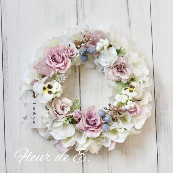 アーティフィシャルフラワー リース 22センチ リース Fleur de E