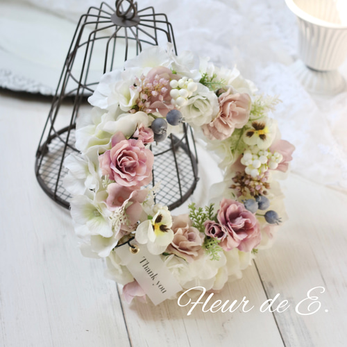フラワー・リース ayu アーティフィシャルフラワー リース 22センチ リース Fleur de E. 通販