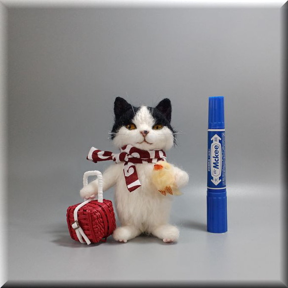 羊毛フェルト 猫 旅猫さん ハチワレ猫さん はちわれ ねこ ネコ 猫