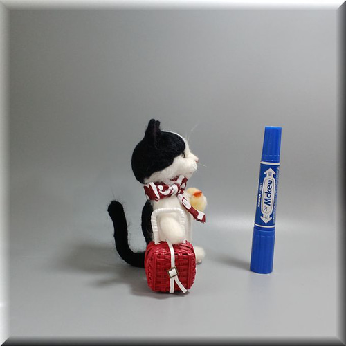羊毛フェルト 猫 旅猫さん ハチワレ猫さん はちわれ ねこ ネコ 猫