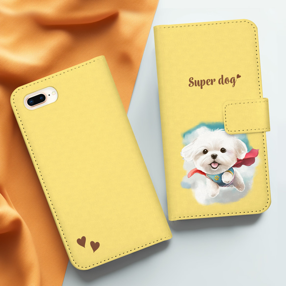 【 ヒーロー マルチーズ 】 手帳 スマホケース　犬　うちの子　プレゼント　ペット　Android対応 3枚目の画像