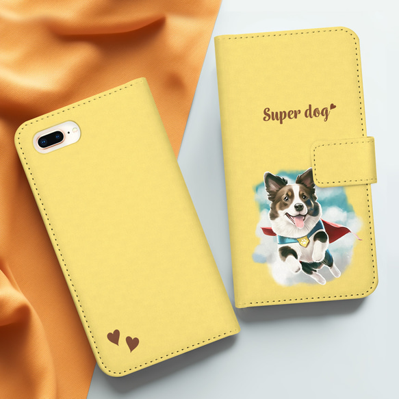 【 ヒーロー ボーダーコリー 】 手帳 スマホケース　犬　うちの子　プレゼント　ペット　Android対応 3枚目の画像