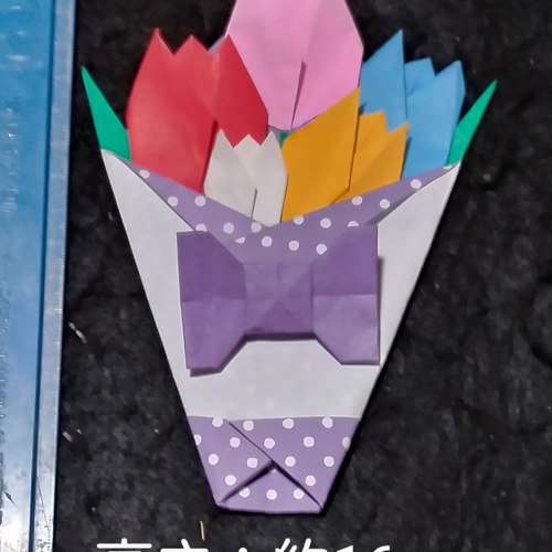 依頼品 折り紙 チューリップ花束メッセージカード100 お雛様顔なし25