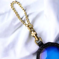 【Polyto】皮革寶石鑰匙扣（藍色）包包掛飾 第8張的照片
