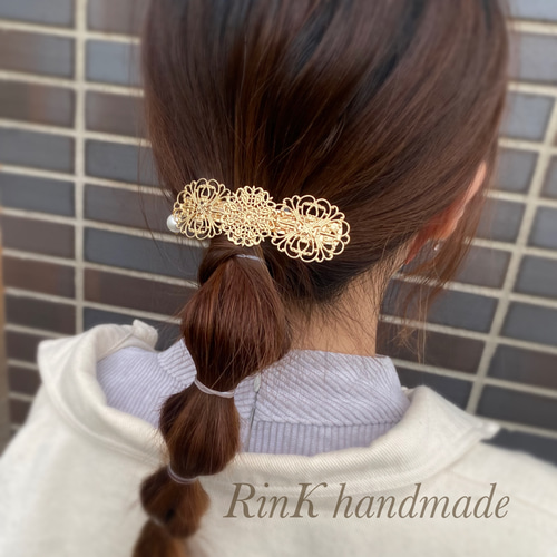 ꕤ︎︎ 結婚式・卒業式にも＊大人可愛いゴールドバレッタ ꕤ︎︎