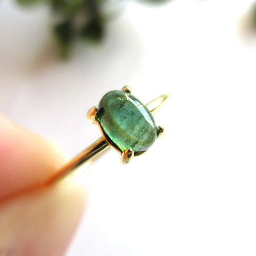 10月の誕生石】6×4mm「バイカラートルマリン」カボションリング 指輪