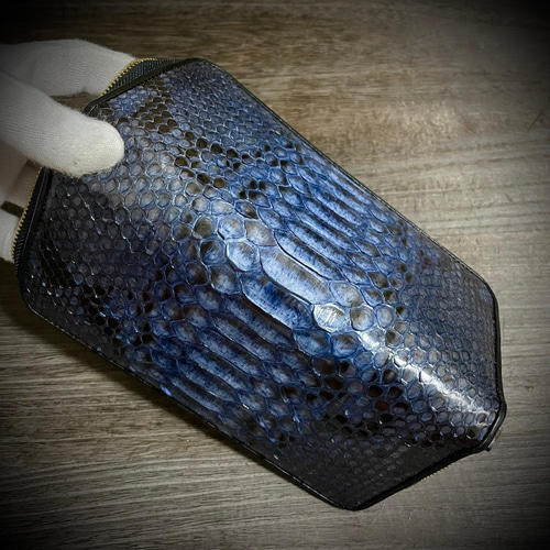 パイソン×ゴールドパイソ 長財布 メンズ財布 大容量 蛇革 レザー 本革 
