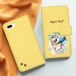 【 ヒーロー シベリアンハスキー 】 手帳 スマホケース　犬　うちの子　プレゼント　ペット　Android対応 3枚目の画像