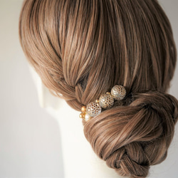 ドイツ金箔玉・ヘアコーム（clear gold)～着物コーディネイトを愉しむ髪飾り 4枚目の画像